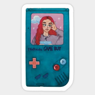 video game aesthetic 90s girl illustration Sticker